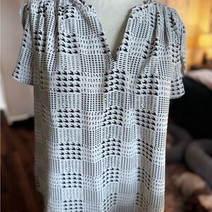 41 Hawthorn Black and Cream Patterned Blouse